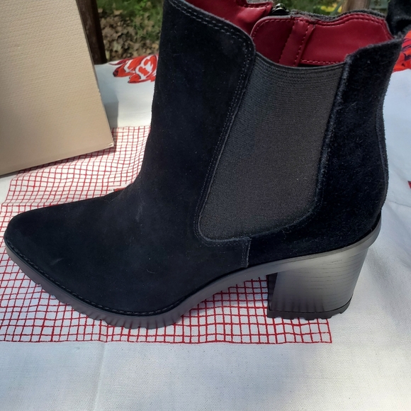 Franco Sarto Black Leather Suede Ankle Boot - Picture 4 of 12